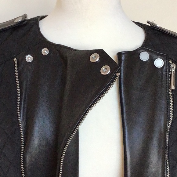 BCBGMAXAZRIA Mixed Leather/Fabric Jacket. - Picture 4 of 15